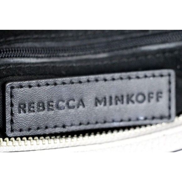 Rebecca Minkoff LIGHT GRAY GENUINE LEATHER SATCHEL SHOULDER BAG X-BODY HANDBAG - Picture 9 of 16